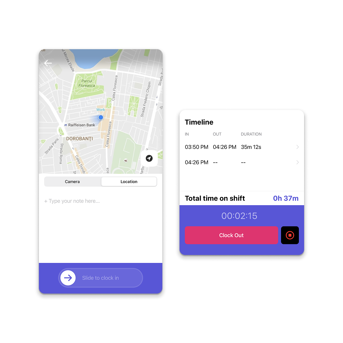 Camelo’s time tracking feature